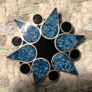 Vintage Zuni-style Native American sterling silver pin/pendant